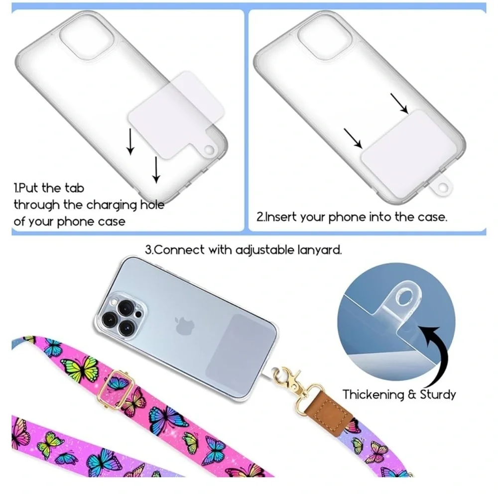 Cell Phone Lanyard Crossbody with Wrist Strap, Cute Butterfly Phone Lanyards new